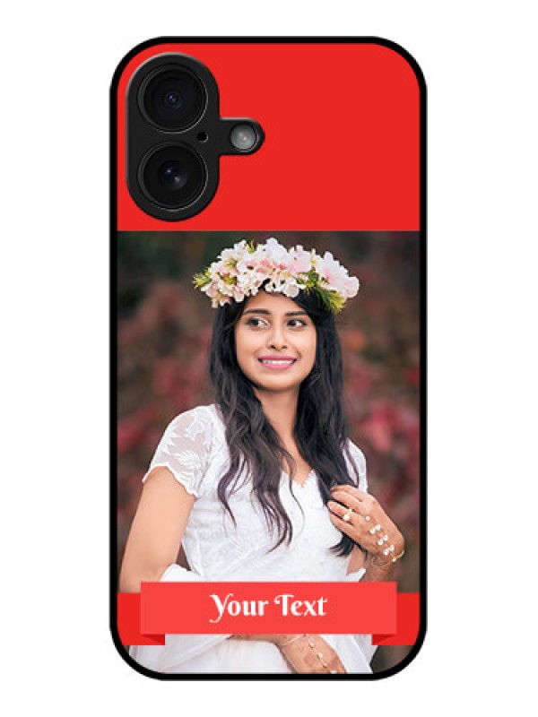 Custom iPhone 16 Custom Glass Phone Case - Simple Red Color Design
