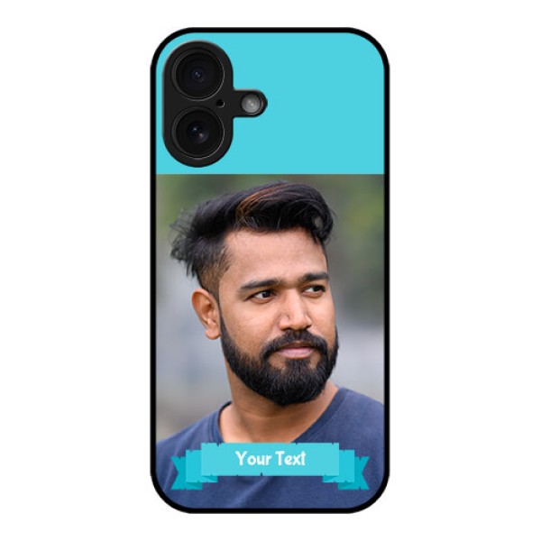 iPhone 16 Custom Glass Phone Case - Blue Color Design