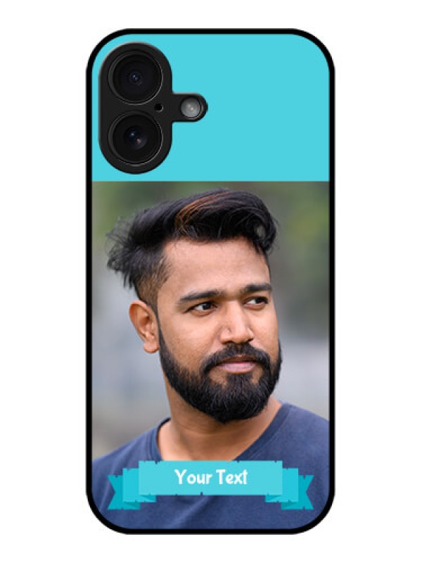 Custom iPhone 16 Custom Glass Phone Case - Blue Color Design