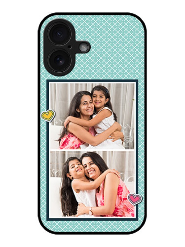 Custom iPhone 16 Custom Glass Phone Case - 2 Image Holder With Pattern Design
