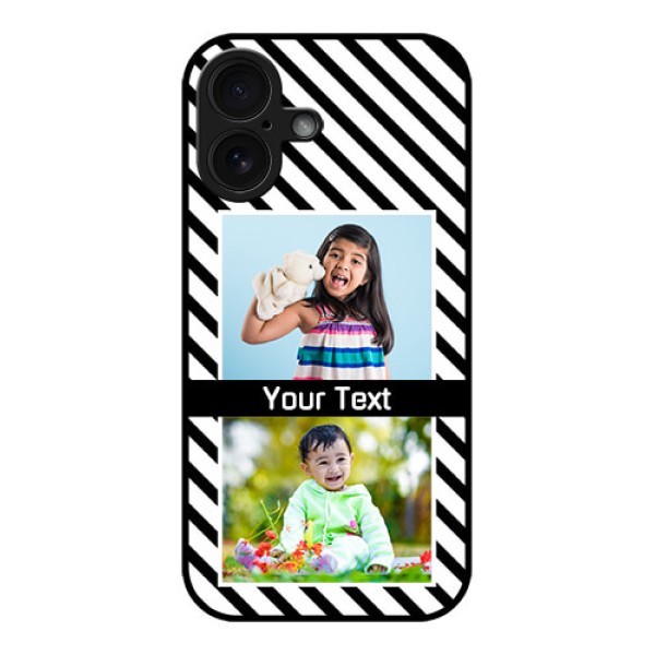 iPhone 16 Custom Glass Phone Case - Black And White Stripes Design