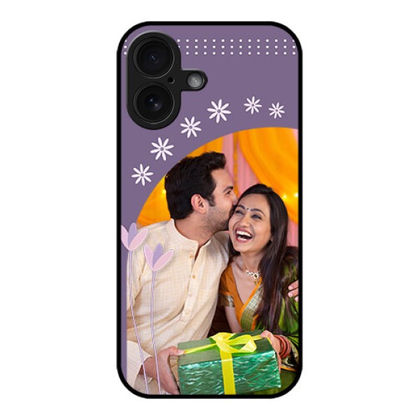 iPhone 16 Custom Glass Phone Case - Lavender Flowers Design