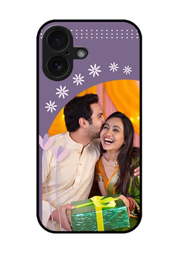 iPhone 16 Custom Glass Phone Case - Lavender Flowers Design