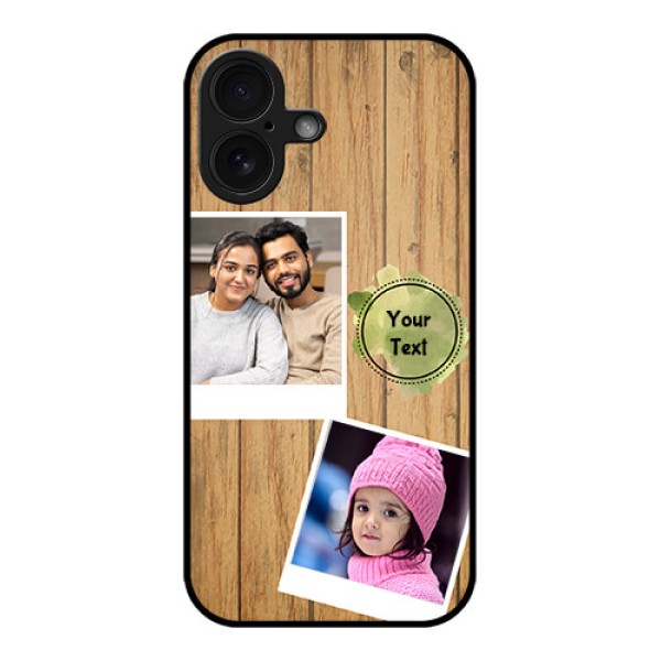 iPhone 16 Custom Glass Phone Case - Wooden Texture Design
