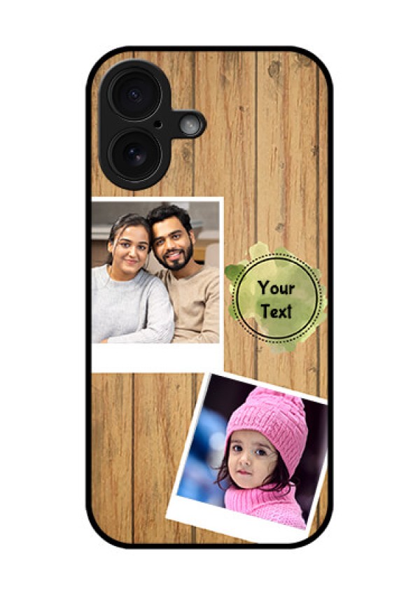 iPhone 16 Custom Glass Phone Case - Wooden Texture Design
