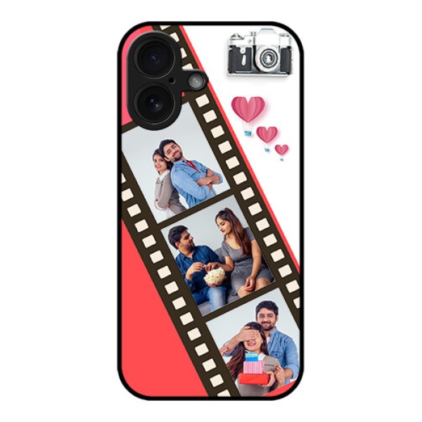 iPhone 16 Custom Glass Phone Case - 3 Image Holder With Film Reel iPhone 16 Custom Glass Phone Case - 3 Image Holder With Film Reel