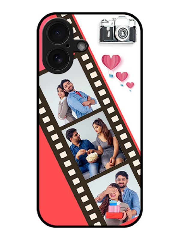 Custom iPhone 16 Custom Glass Phone Case - 3 Image Holder With Film Reel