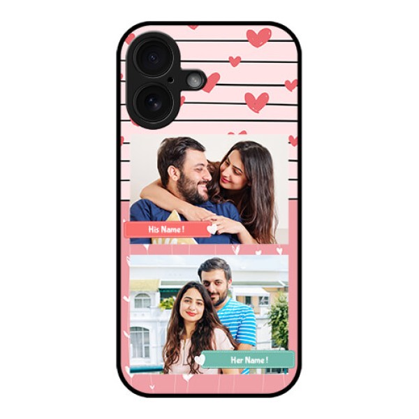 iPhone 16 Custom Glass Phone Case - Photo With Heart Design
