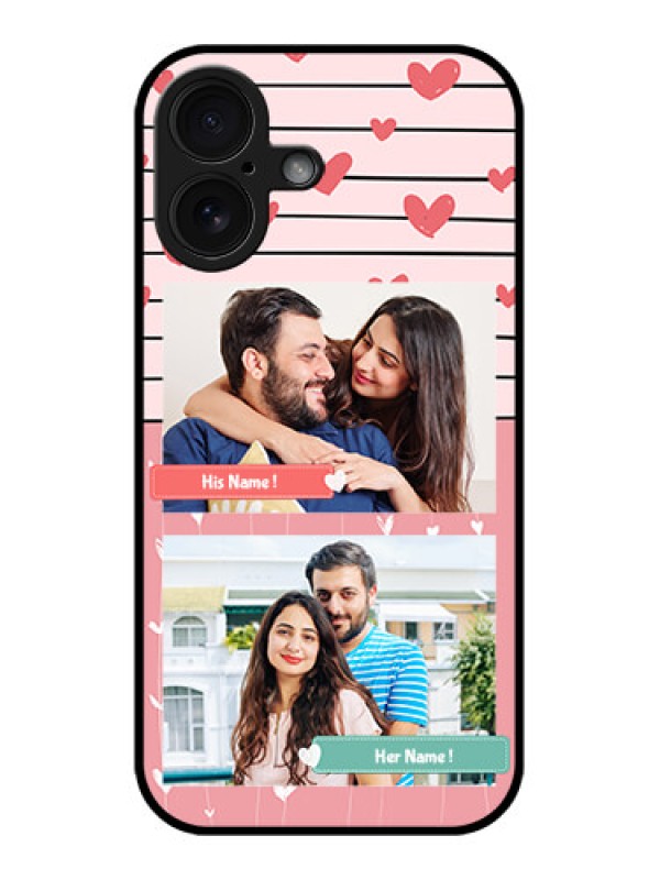 Custom iPhone 16 Custom Glass Phone Case - Photo With Heart Design