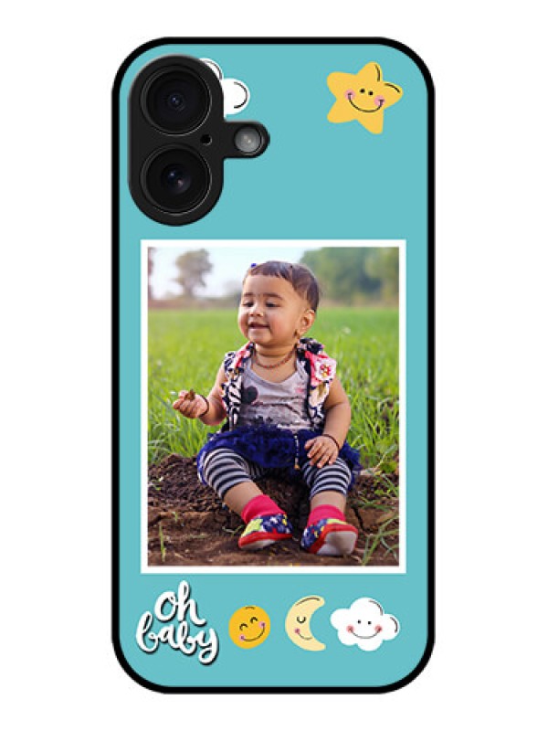 Custom iPhone 16 Custom Glass Phone Case - Smiley Kids Stars Design