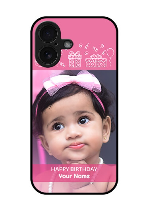 iPhone 16 Custom Glass Phone Case - With Birthday Line Art Design