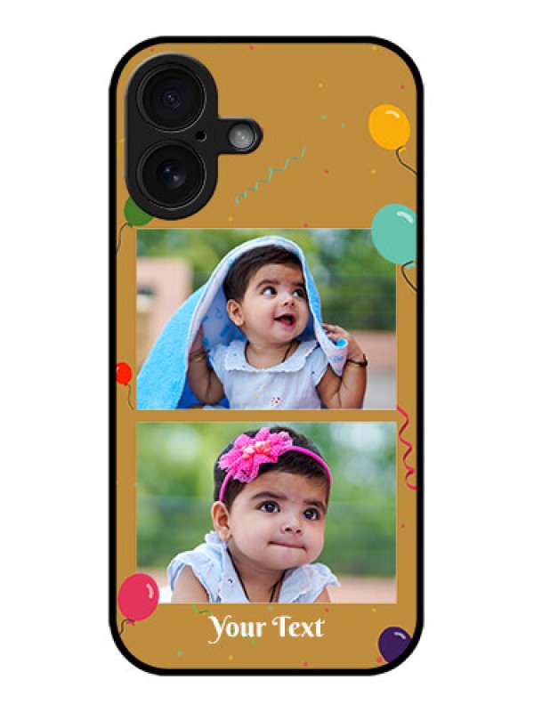 Custom iPhone 16 Custom Glass Phone Case - Image Holder With Birthday Celebrations Design