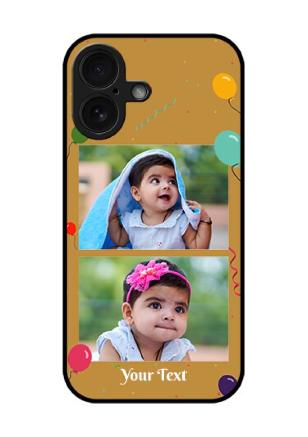 iPhone 16 Custom Glass Phone Case - Image Holder With Birthday Celebrations Design
