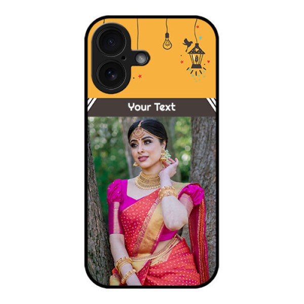 iPhone 16 Custom Glass Phone Case - With Family Picture And Icons iPhone 16 Custom Glass Phone Case - With Family Picture And Icons