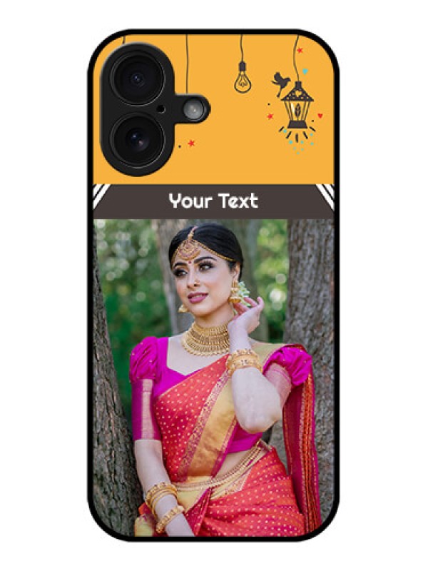 Custom iPhone 16 Custom Glass Phone Case - With Family Picture And Icons