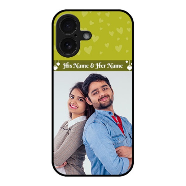 iPhone 16 Custom Glass Phone Case - You and Me Heart Design