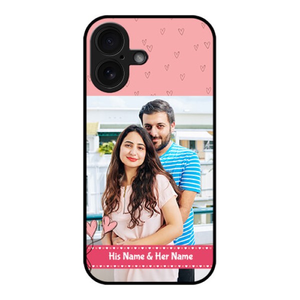 iPhone 16 Custom Glass Phone Case - Love Design Peach Color iPhone 16 Custom Glass Phone Case - Love Design Peach Color