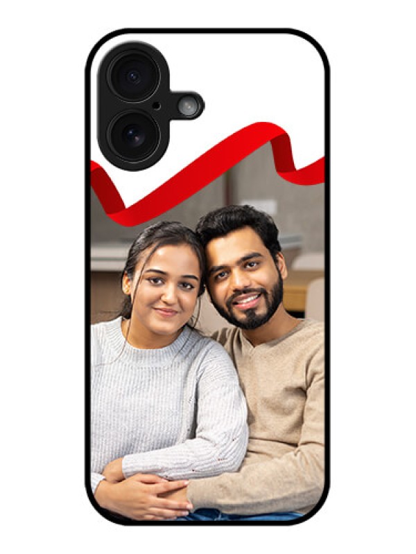 Custom iPhone 16 Custom Glass Phone Case - Red Ribbon Frame Design