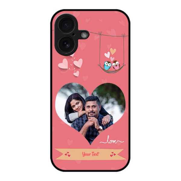 iPhone 16 Custom Glass Phone Case - Peach Color Love Design