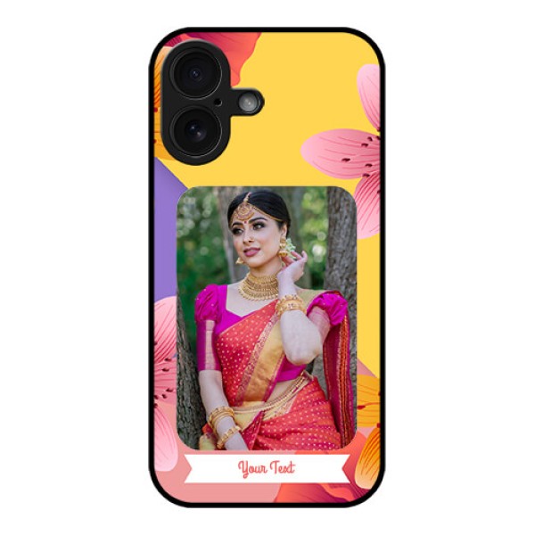 iPhone 16 Custom Glass Phone Case - 3 Image With Vintage Floral Design iPhone 16 Custom Glass Phone Case - 3 Image With Vintage Floral Design