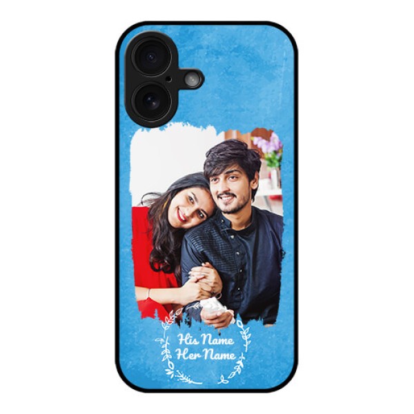 iPhone 16 Custom Glass Phone Case - Blue Color Vintage Design iPhone 16 Custom Glass Phone Case - Blue Color Vintage Design