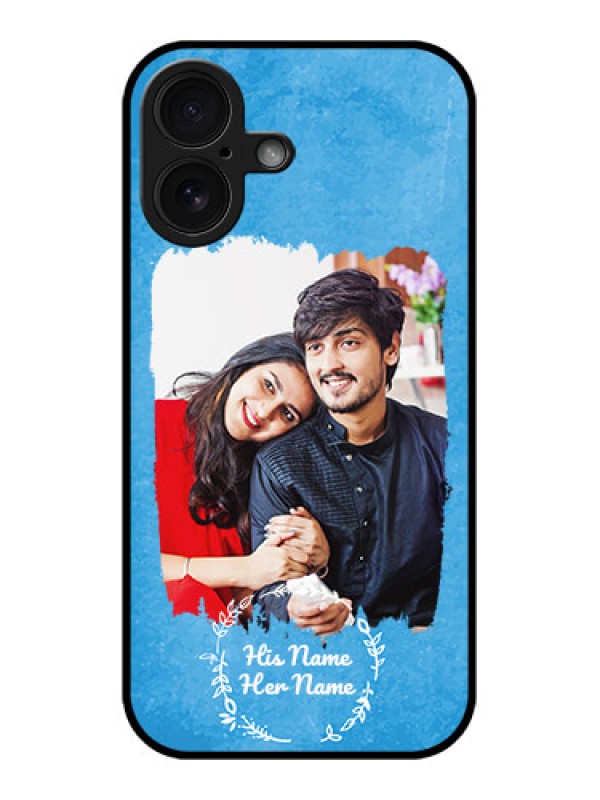 Custom iPhone 16 Custom Glass Phone Case - Blue Color Vintage Design