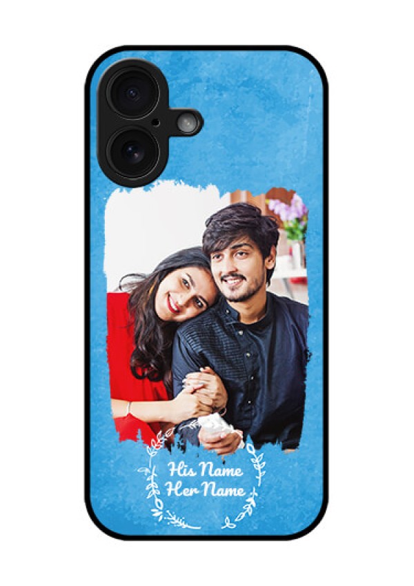 iPhone 16 Custom Glass Phone Case - Blue Color Vintage Design
