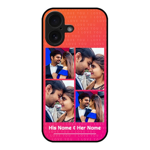iPhone 16 Custom Glass Phone Case - I Love You Pink Design