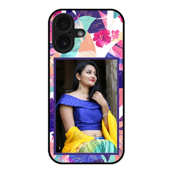 iPhone 16 Custom Glass Phone Case - Abstract Floral Design