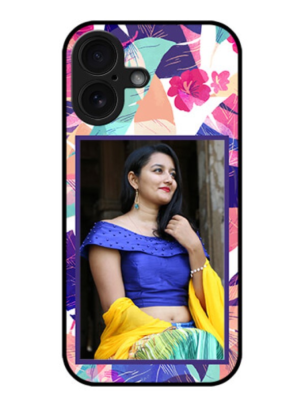 Custom iPhone 16 Custom Glass Phone Case - Abstract Floral Design