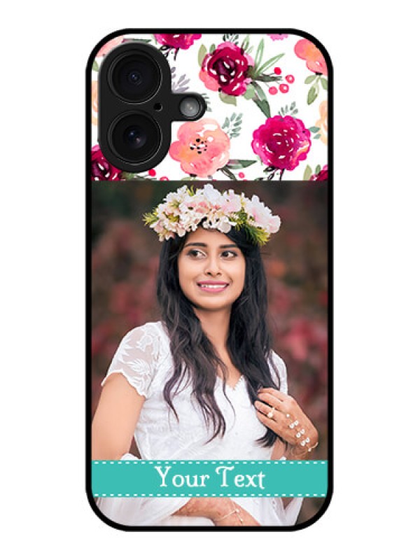 Custom iPhone 16 Custom Glass Phone Case - Water Colors Floral Design