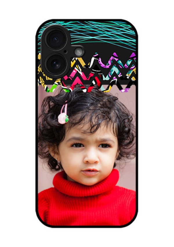iPhone 16 Custom Glass Phone Case - Neon Abstract Design
