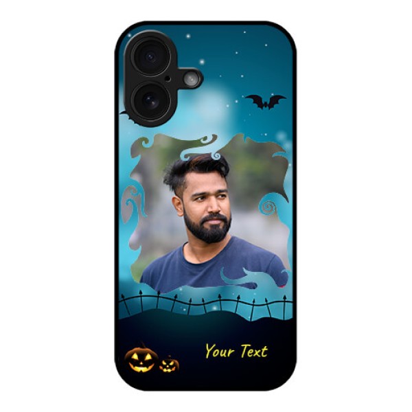 iPhone 16 Custom Glass Phone Case - Halloween Frame Design