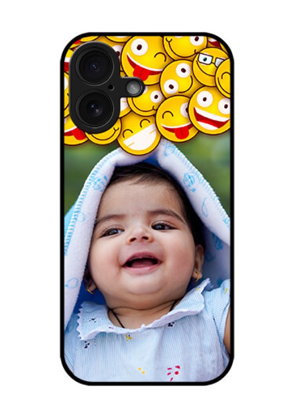 iPhone 16 Custom Glass Phone Case - With Smiley Emoji Design
