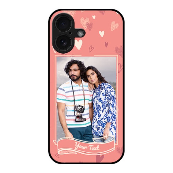 iPhone 16 Custom Glass Phone Case - Love Doodle Art Design