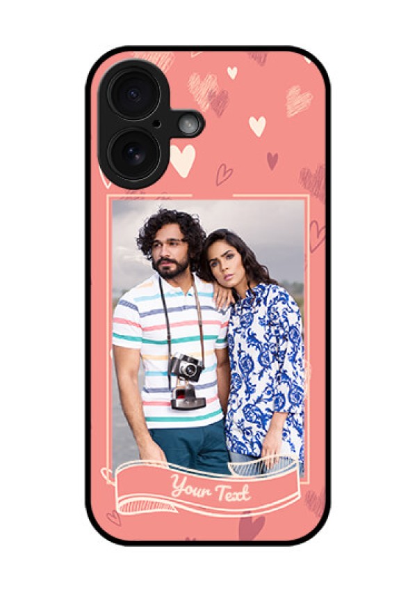 iPhone 16 Custom Glass Phone Case - Love Doodle Art Design
