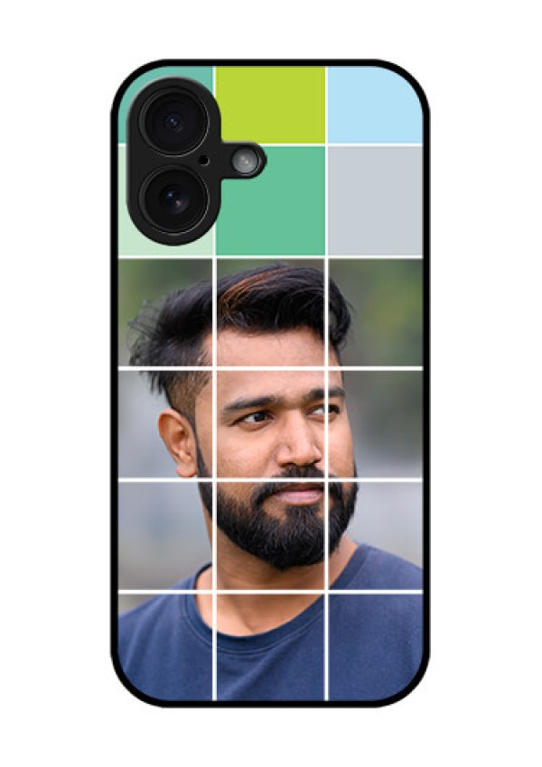 iPhone 16 Custom Glass Phone Case - With White Box Pattern