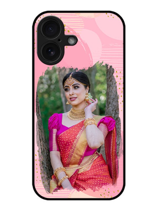 Custom iPhone 16 Custom Glass Phone Case - Gold Glitter Splash Design