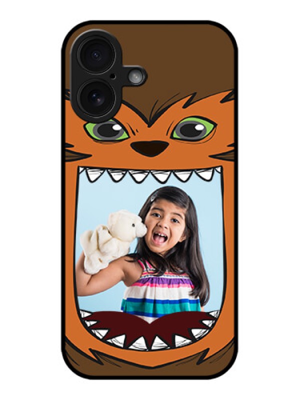 Custom iPhone 16 Custom Glass Phone Case - Owl Monster Back Case Design