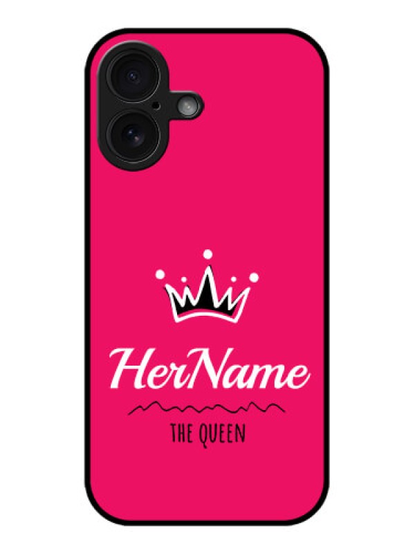 Custom iPhone 16 Custom Glass Phone Case - Queen With Name Design