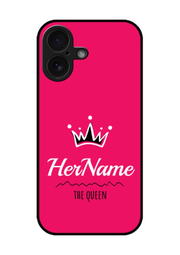 iPhone 16 Custom Glass Phone Case - Queen With Name Design