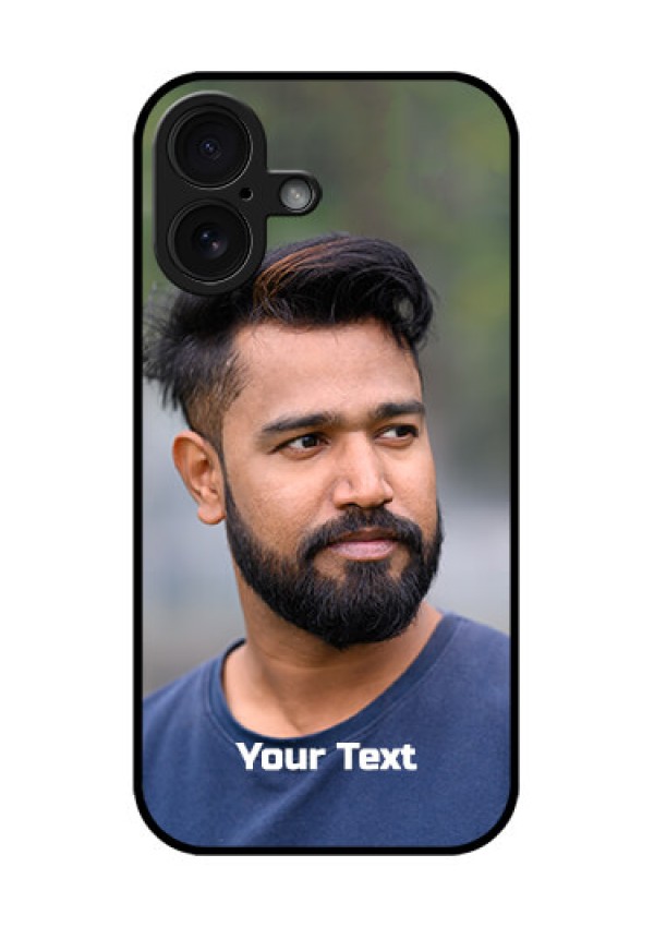 iPhone 16 Custom Glass Phone Case - Photo With Text Design