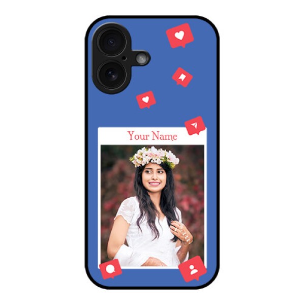 iPhone 16 Custom Glass Phone Case - Like Share And Comment Design
