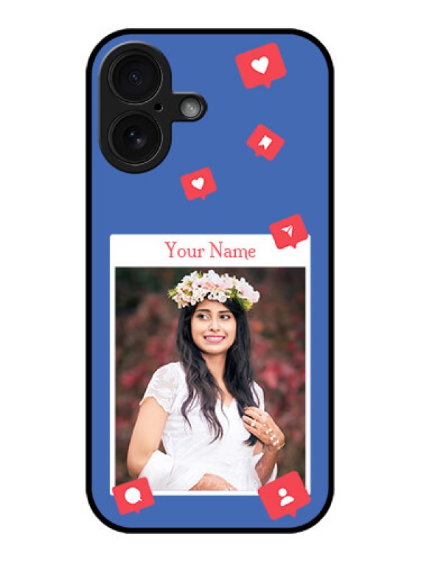 Custom iPhone 16 Custom Glass Phone Case - Like Share And Comment Design