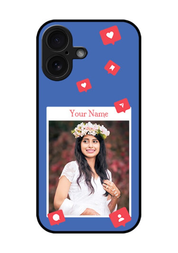 iPhone 16 Custom Glass Phone Case - Like Share And Comment Design