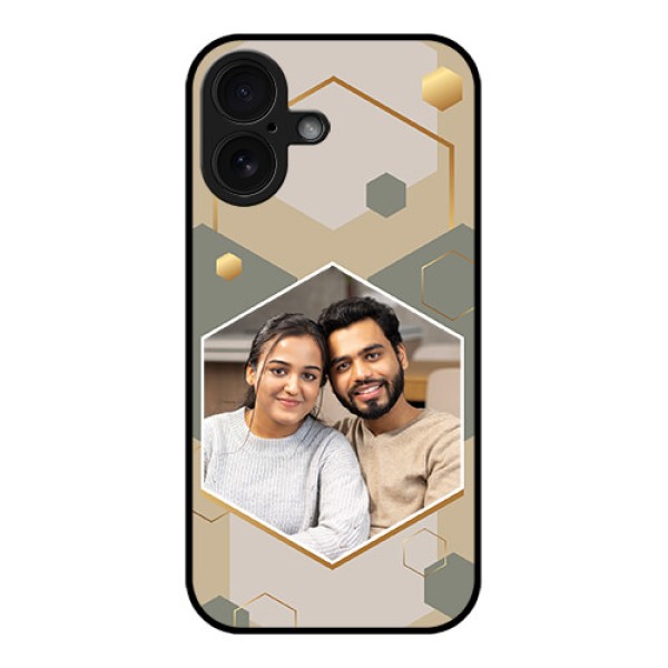 iPhone 16 Custom Glass Phone Case - Stylish Hexagon Pattern Design iPhone 16 Custom Glass Phone Case - Stylish Hexagon Pattern Design