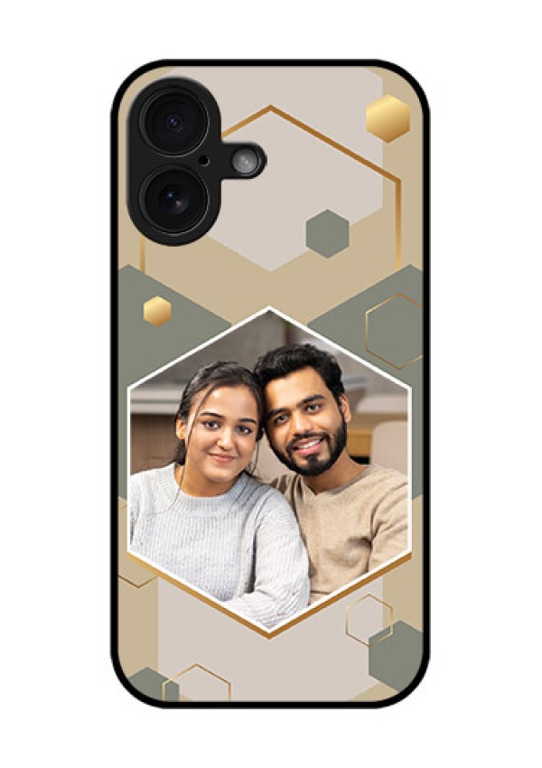 iPhone 16 Custom Glass Phone Case - Stylish Hexagon Pattern Design