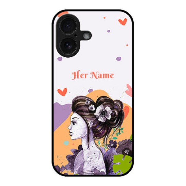 iPhone 16 Custom Glass Phone Case - Woman And Nature Design iPhone 16 Custom Glass Phone Case - Woman And Nature Design