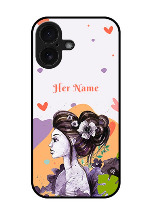 iPhone 16 Custom Glass Phone Case - Woman And Nature Design