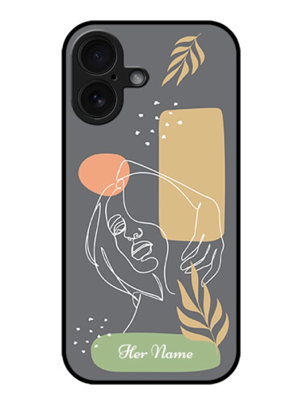 Custom iPhone 16 Custom Glass Phone Case - Gazing Woman Line Art Design